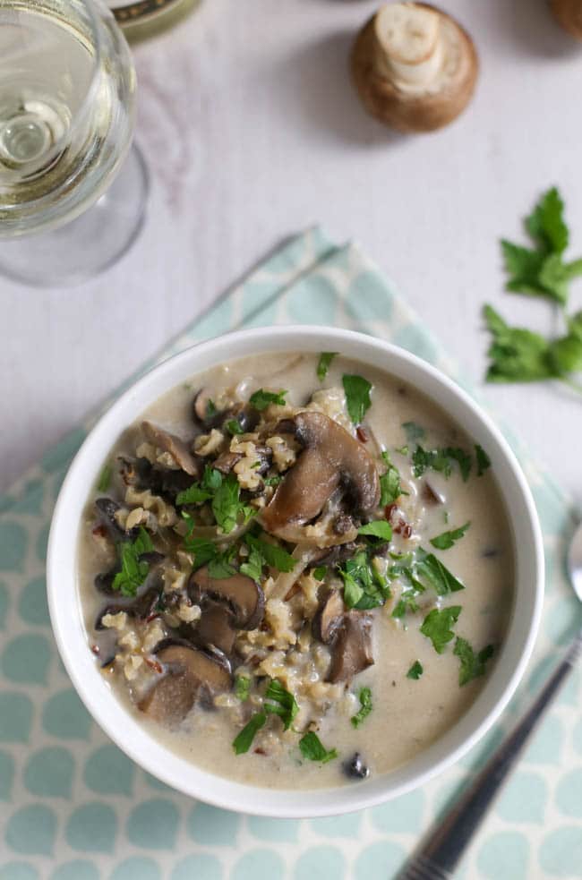 photo of wild rice recipe: Slow cooker wild rice and mushroom soup by Easy Cheesy Vegetarian