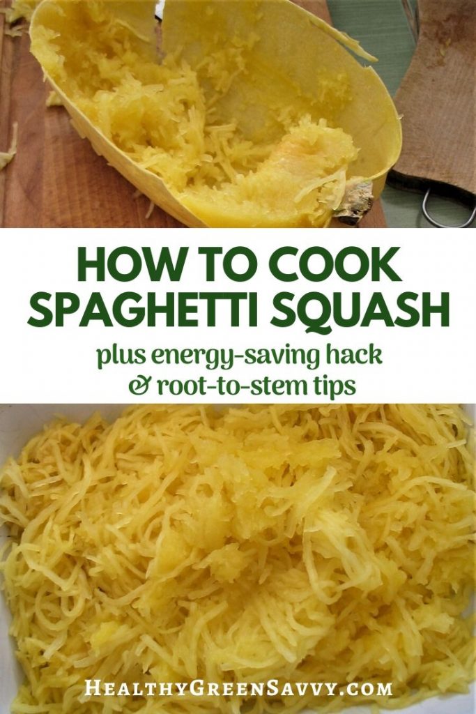 pin with title text and photos of cooked spaghetti squash
