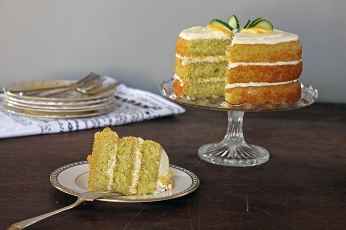 photo of lemon cucumber cake, one of many cucumber recipes to use up extra cucumbers