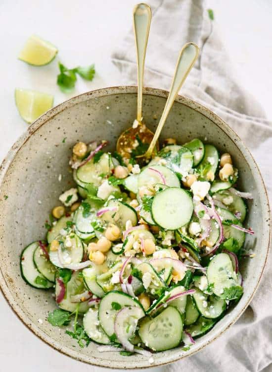 photo of cucumber salad with lime vinaigrette from Live Simply