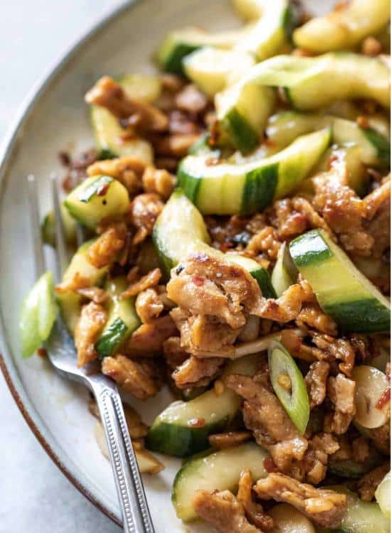 photo of cucumber stirfry on plate